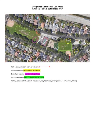 Map of Designated Area for Commercial Use at Lindberg Park