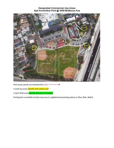 Map of Designated Area for Commercial Use at Syd Kronenthal Park