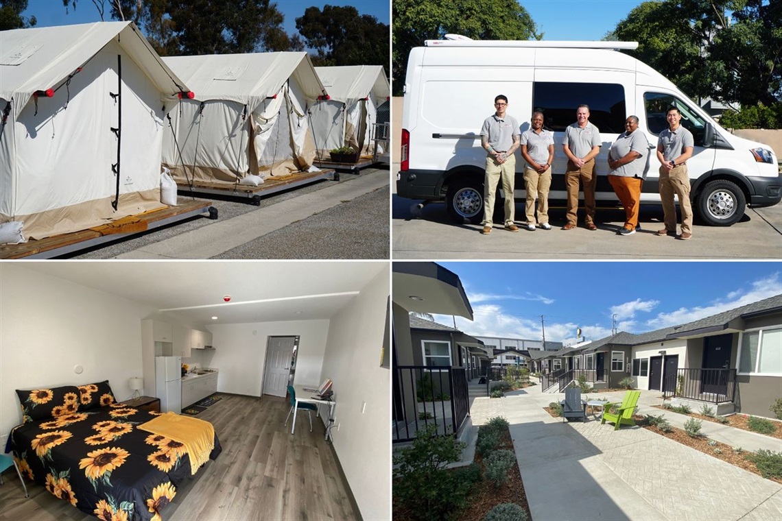 Four photos showing Culver City's homeless resources