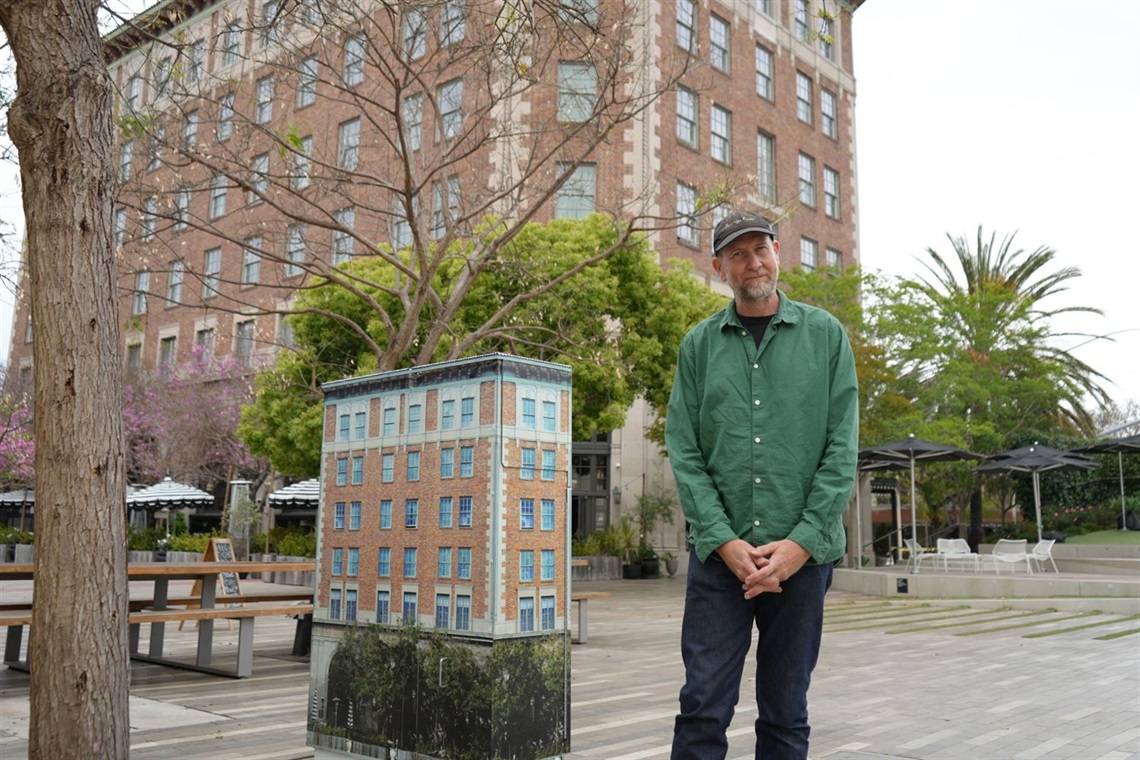 Photo of Artist Josh Callaghan in Town Plaza