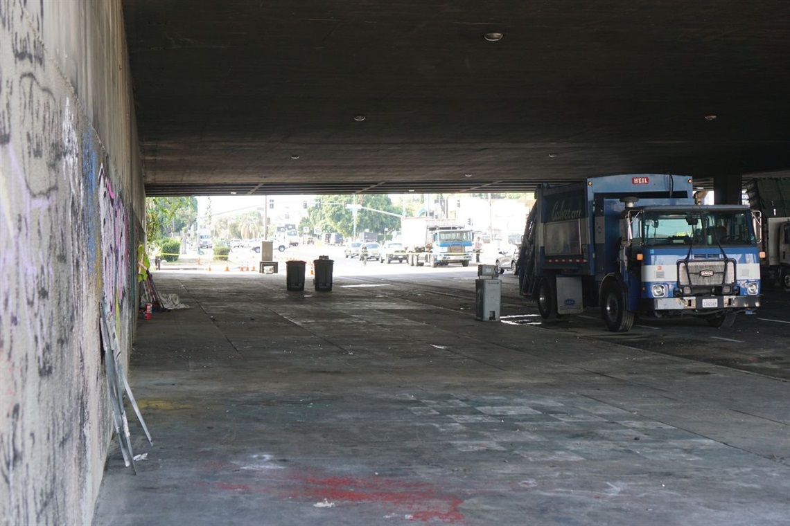 A view of Venice Boulevard underneath the 405.