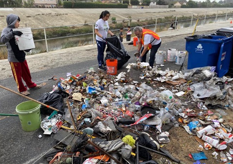 Trash cleanup in Culver City at Ballona Creek